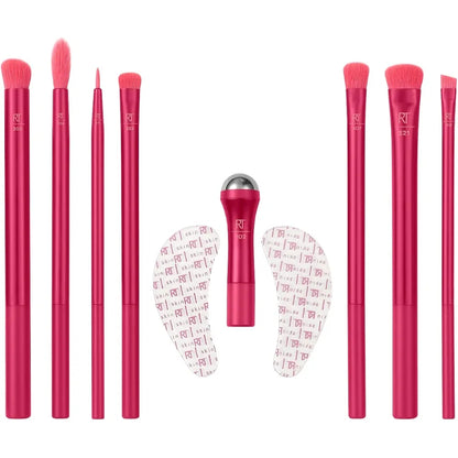 Real Techniques Eye Sparkle Set – 9-Piece Limited Edition Eye Makeup Brush Gift Set with Eye Roller & Eye Masks
