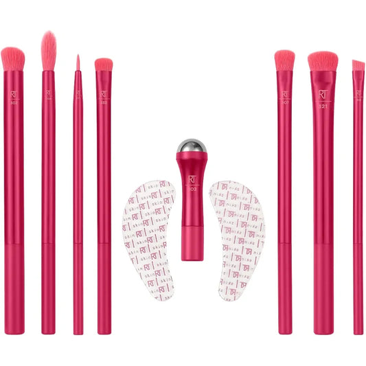 Real Techniques Eye Sparkle Set – 9-Piece Limited Edition Eye Makeup Brush Gift Set with Eye Roller &amp; Eye Masks
