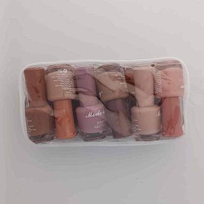 12-Piece Nude Shades Nail Polish Set Neutral Colors with Cosmetic Pouch | Nail Polish Set Pakistan