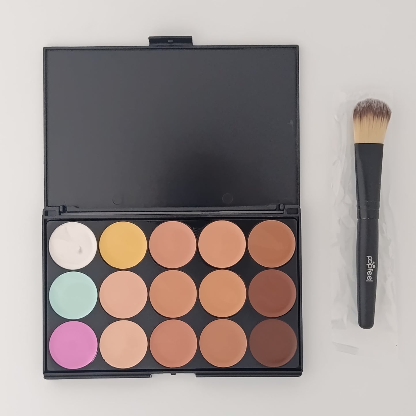 Popfeel 15-Color Concealer & Contour Palette – All-in-One Face Edit Kit | Flawless Base