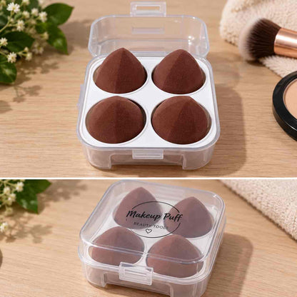 Lanei 4-Piece Powder Puff Set – Soft Wet & Dry Makeup Sponges with Storage Case