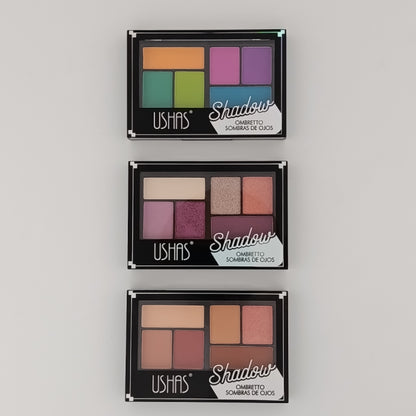 Ushas 6-Color Mini Shadow Palette – Compact Eyeshadow Kit with Dual-Ended Applicator