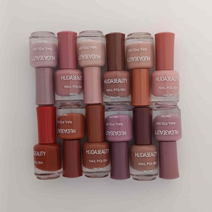 12-Piece Nude Shades Nail Polish Set Neutral Colors with Cosmetic Pouch | Nail Polish Set Pakistan
