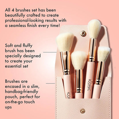 ICONIC London Luxe 4-Piece Face Brush Set