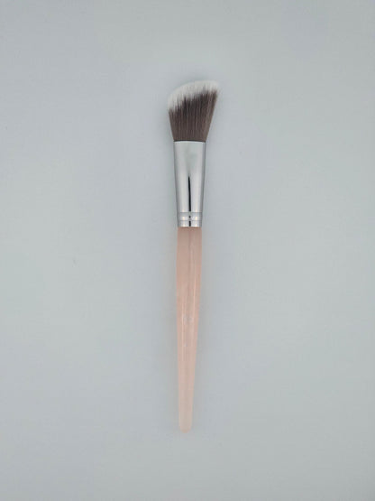 Rose Quartz Angled Contour Brush - Precision Sculpting & Elegant Design - Lotshop.pk