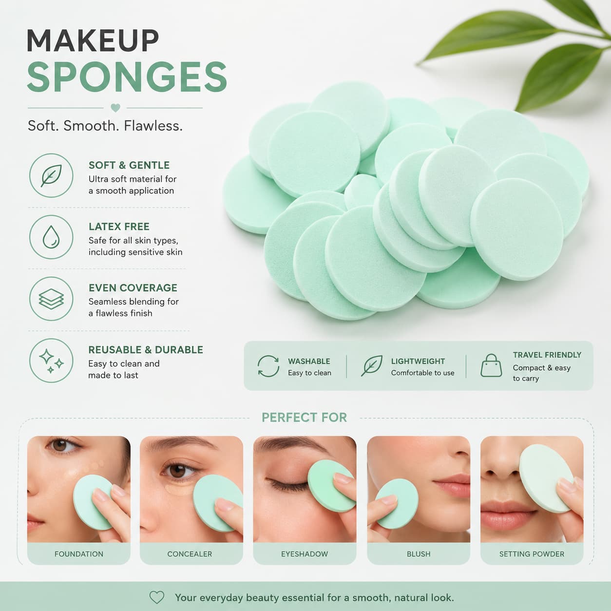 Buy Round Makeup Sponge Puff Set 20-Piece at Lotshop.pk