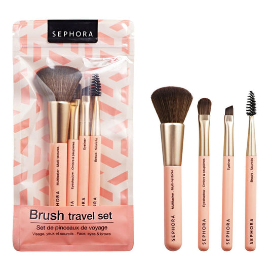 Sephora Brush Travel Set (4 - Piece) – Multi - Textures Face, Eyes & Brows - Lotshop.pk