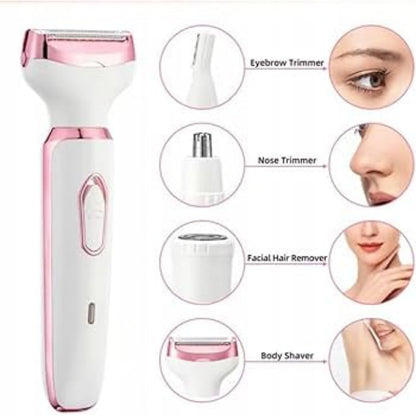 4-in-1 USB Rechargeable Lady Shaver Beauty Kit – Women’s Hair Remover, Facial & Body Grooming Trimmer