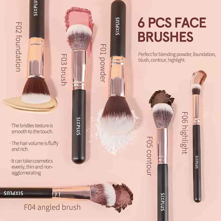 SIXPLUS 11-Piece Professional Makeup Brush Set with pouch for face and eyes available in Pakistan