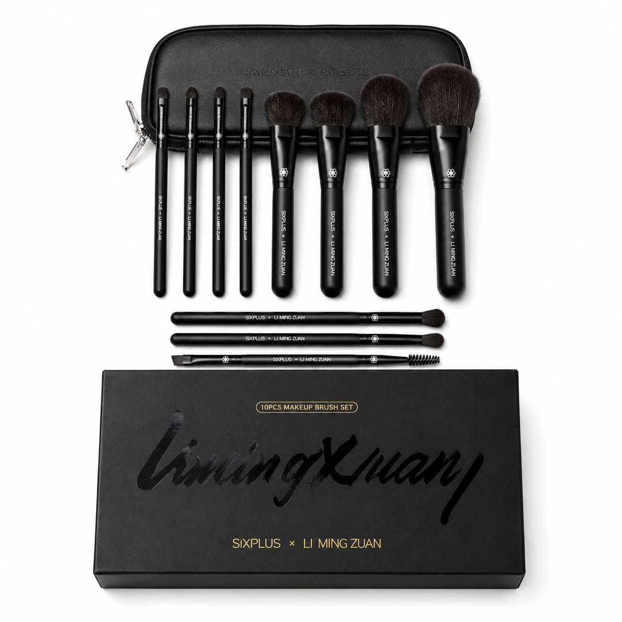 Lotshop SIXPLUS × Li Ming Xuan Face & Eye Makeup Brushes with Premium Travel Case