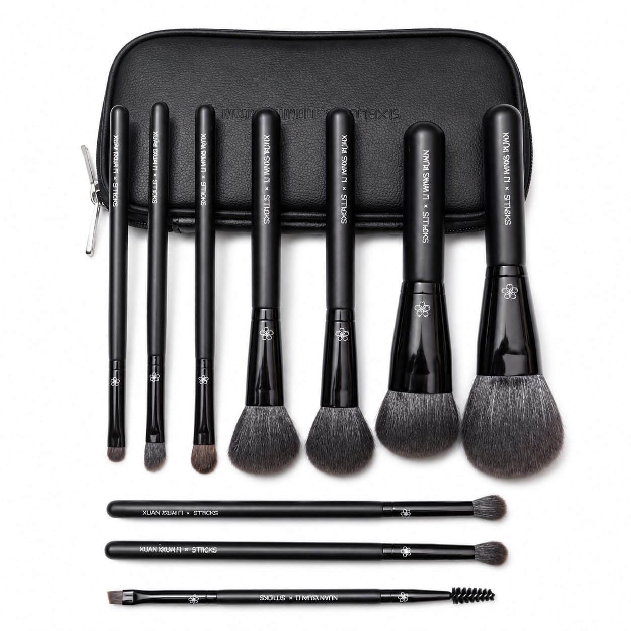 SIXPLUS × Li Ming Xuan Professional 10-Piece Makeup Brush Set with Premium Travel Case – Face & Eye Makeup Brushes