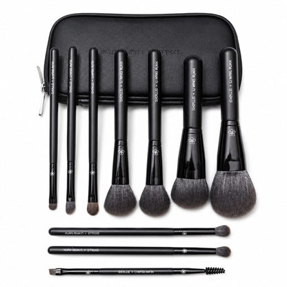 SIXPLUS × Li Ming Xuan Professional 10-Piece Makeup Brush Set with Premium Travel Case – Face & Eye Makeup Brushes