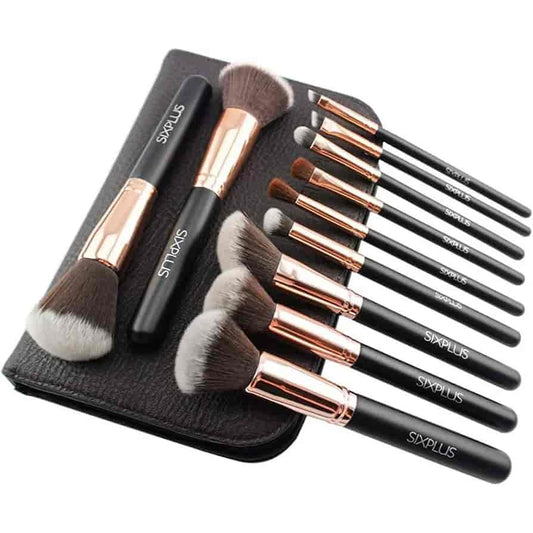 SIXPLUS professional 11-piece face and eye makeup brush set with pouch best price online in Pakistan