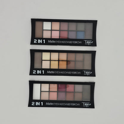 Tejar 2 - in - 1 Matte Eyeshadow & Eyebrow Palette – Perfect All - in - One Solution - Lotshop.pk