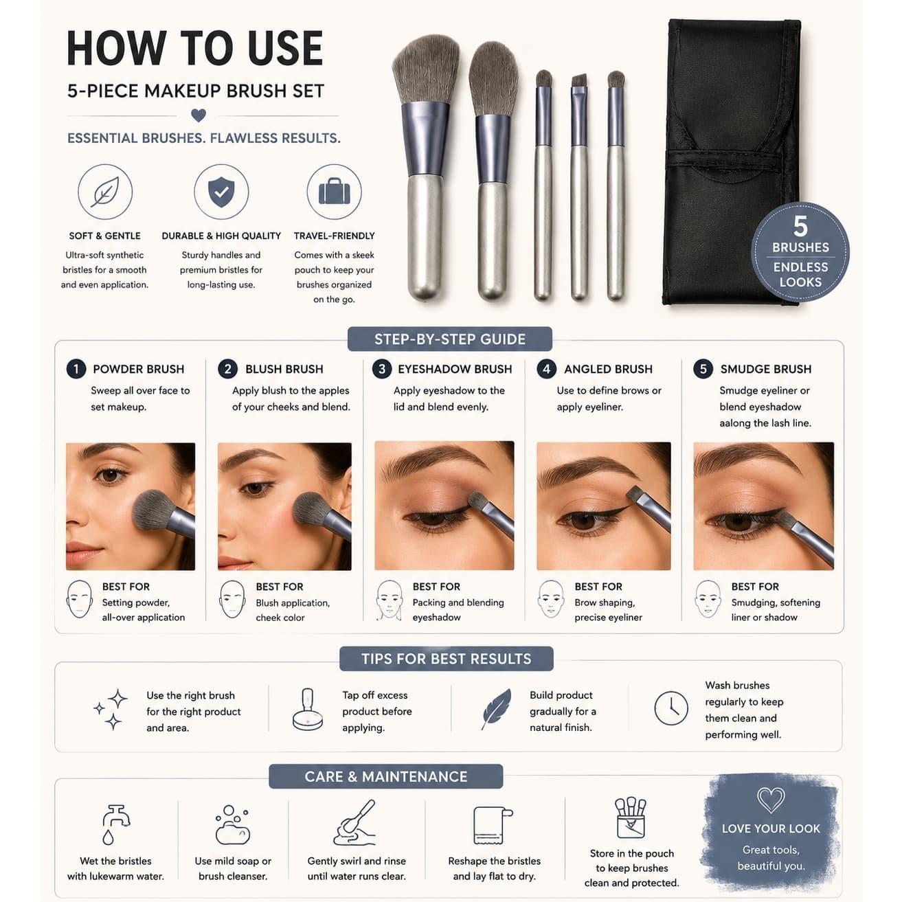 5-Piece Mini Travel Makeup Brushes Set – Best Price Online in Pakistan