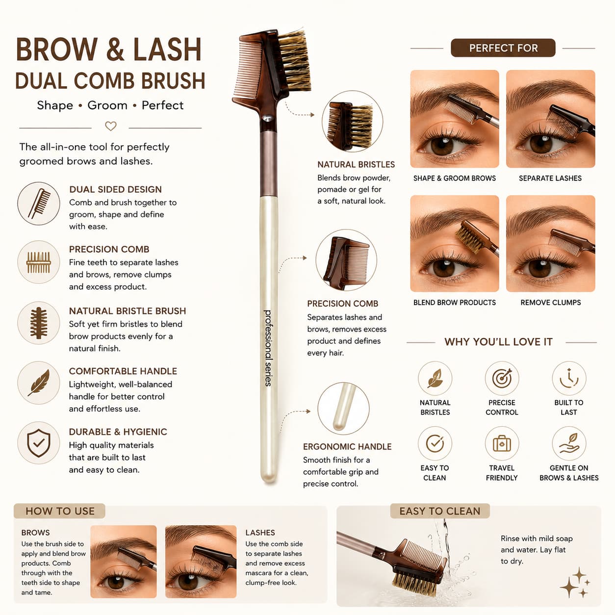 Buy Trina Professional Series Dual-Sided Eyebrow & Comb Makeup Brush at Lotshop.pk