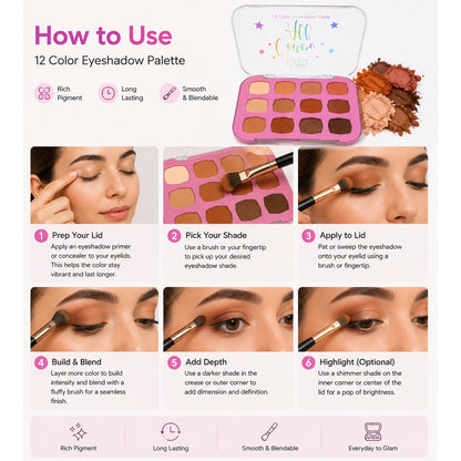 USHAS Cover All 12 Color Eyeshadow Palette – Best Price Online in Pakistan