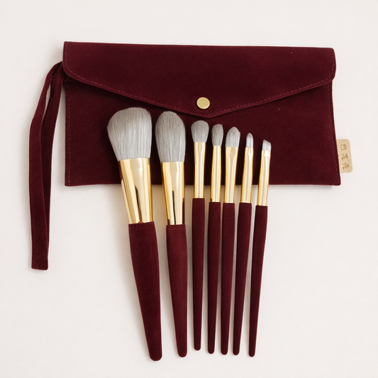 Velvet Luxe 7-Piece Makeup Brush Set with Pouch – Premium Brush Kit in Pakistan Lotshop.pk