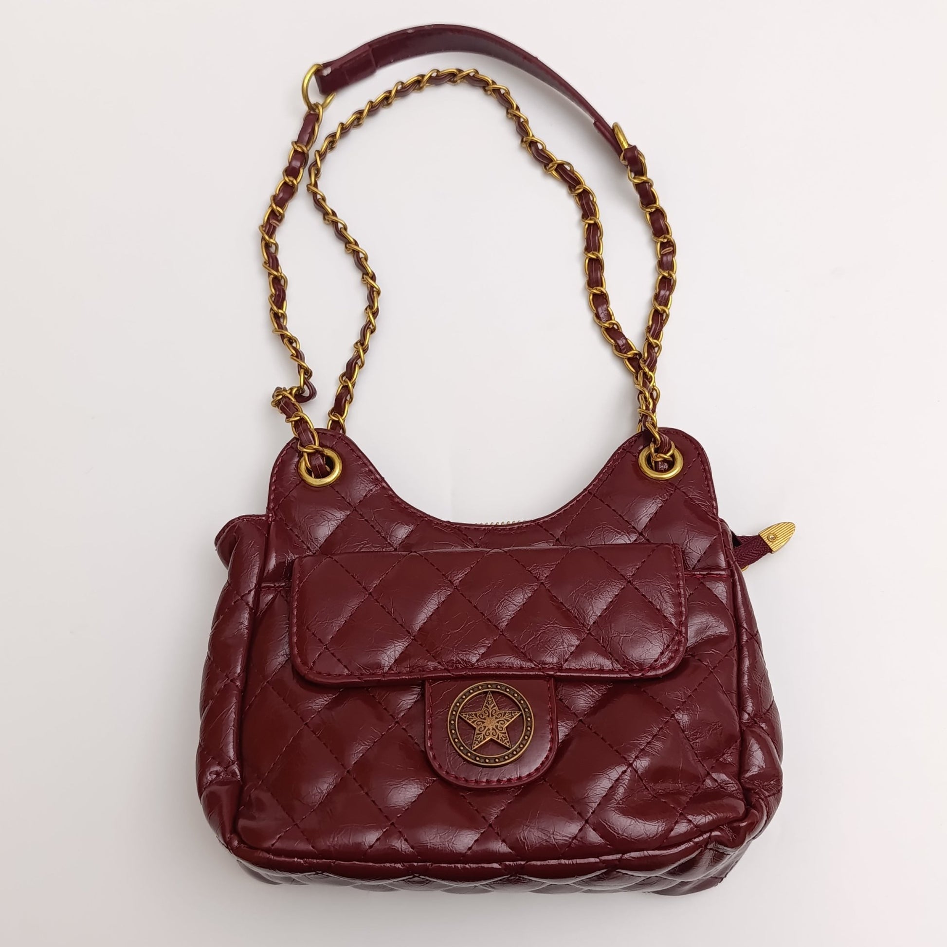 White Quilted Gold Chain Shoulder Bag – Luxury Crossbody Purse - 9001 - Lotshop.pk