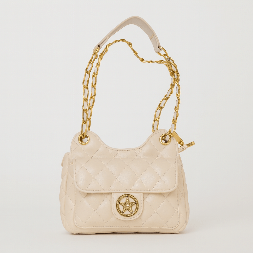 White Quilted Gold Chain Shoulder Bag – Luxury Crossbody Purse - 9001 - Lotshop.pk