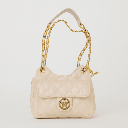 White Quilted Gold Chain Shoulder Bag – Luxury Crossbody Purse - 9001 - Lotshop.pk
