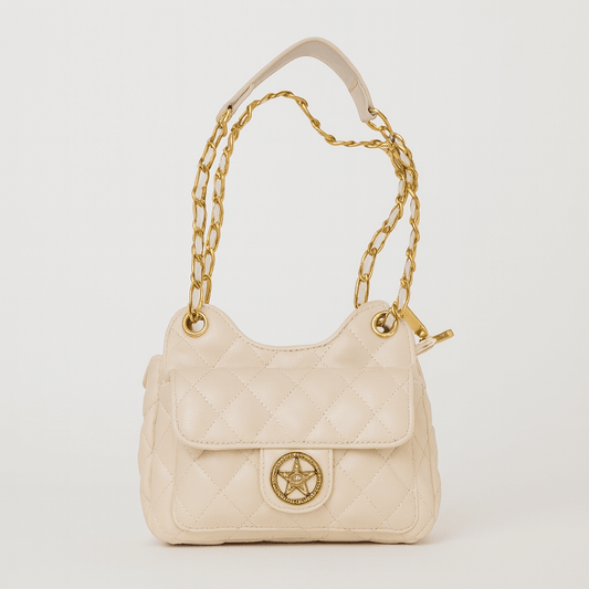 White Quilted Gold Chain Shoulder Bag – Luxury Crossbody Purse - 9001 - Lotshop.pk